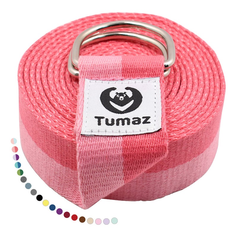 Tumaz حزام يوغا توماز / أحزمة تمدد [15+ لون، خيارات 6/8/10 قدم] مع مشبك حلقة D قابلة للتعديل وآمنة إضافية، نسيج متين ومريح - الأفضل للتمدد اليومي، العلاج الطبيعي، اللياقة البدنية - Image 1